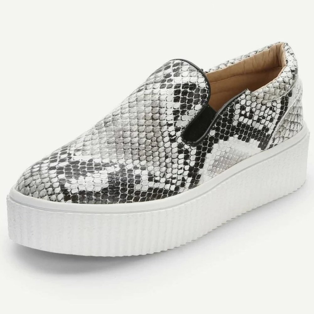 Platform Snakeskin Pattern Sneakers